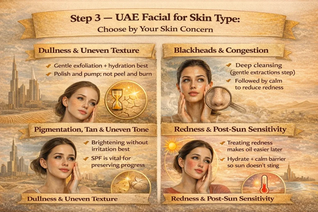 Step 3 — UAE Facial for Skin Type Choose by Your Skin Concern